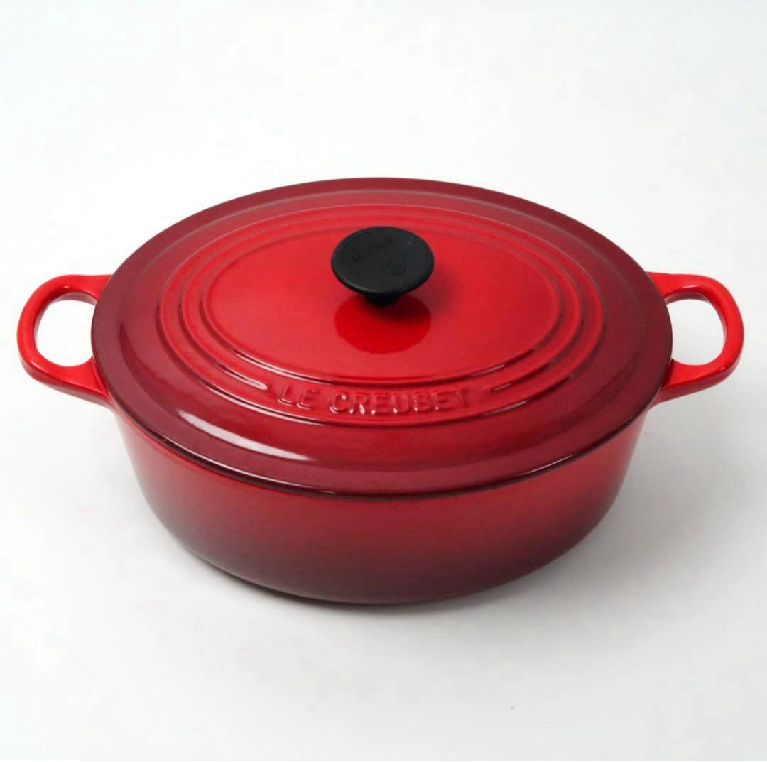 【美品】LE CREUSET　ココット オーバル チェリーレッド　25cm