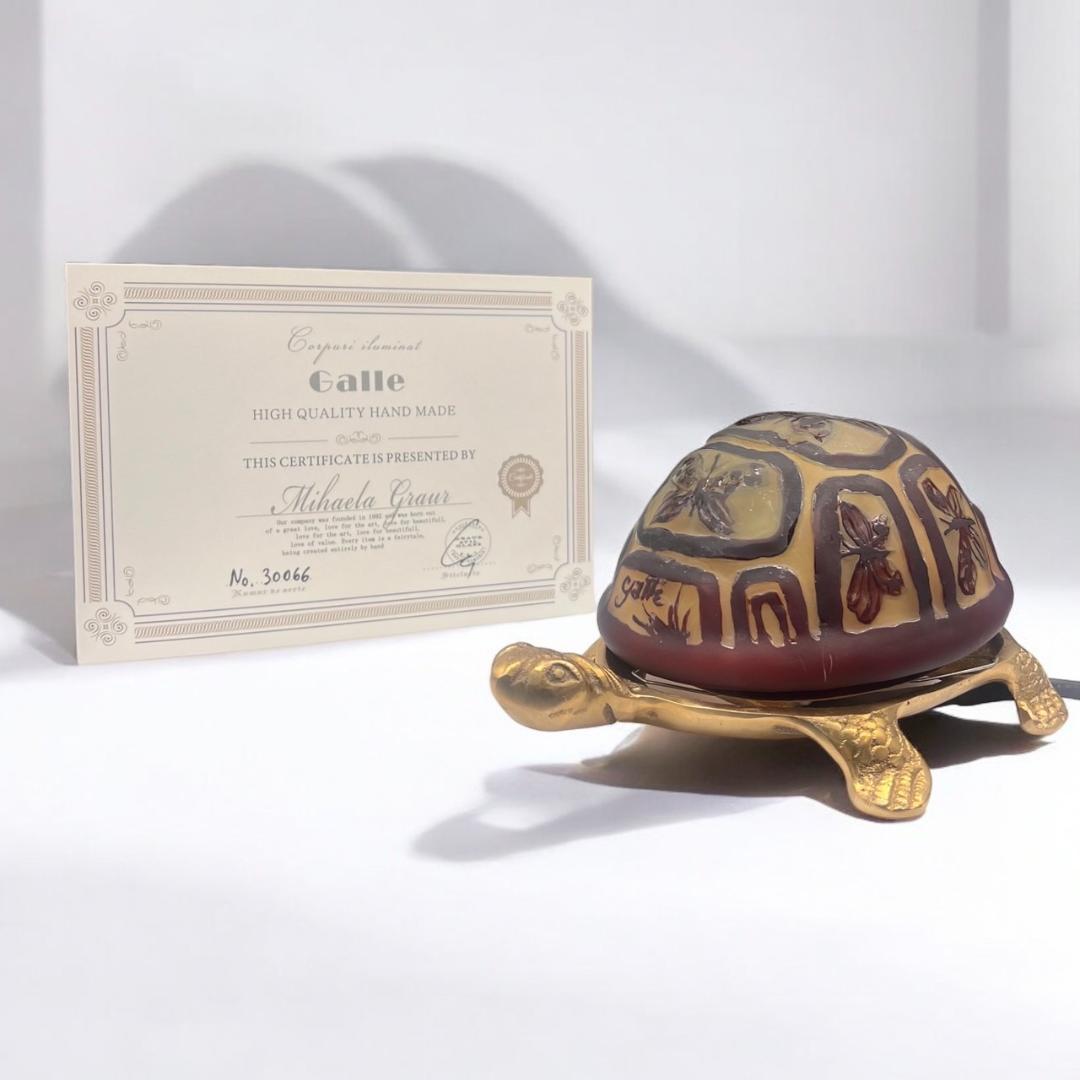 ◆証明書付◆Emile Galleエミールガレ　亀　卓上ランプ　カメオ彫り