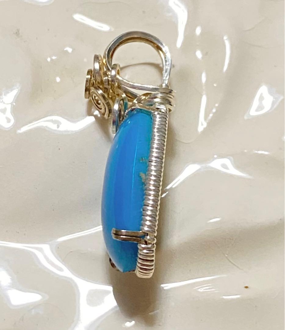 ハンドメイドペンダントトップ⭐︎珪化ターコイズ　湖水