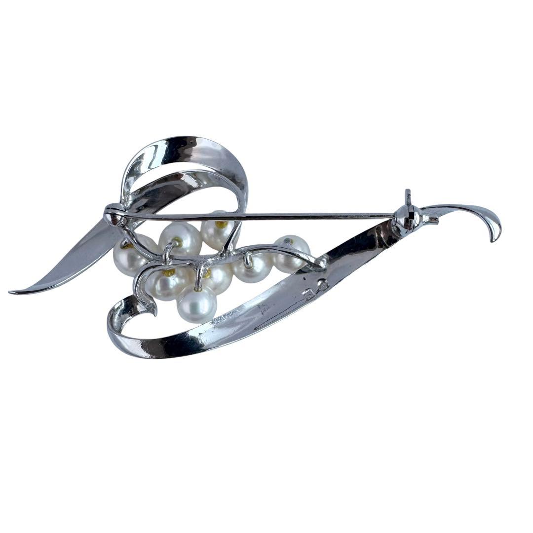 【HSK2】MIKIMOTO ミキモト パール ブローチ シルバー