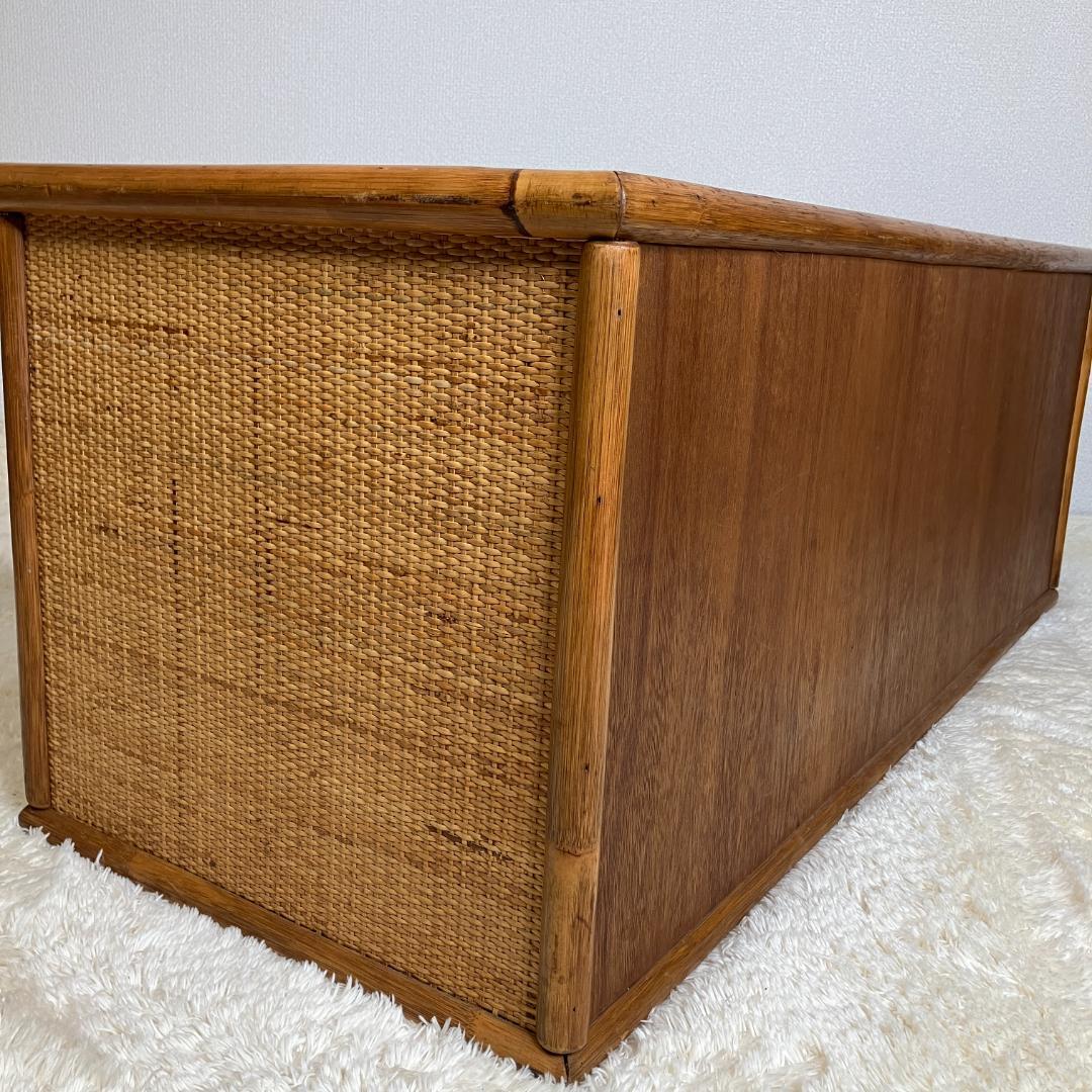 【アンティーク】レトロ 籐 ラタン サイドボード チェスト横幅120cm 古民家