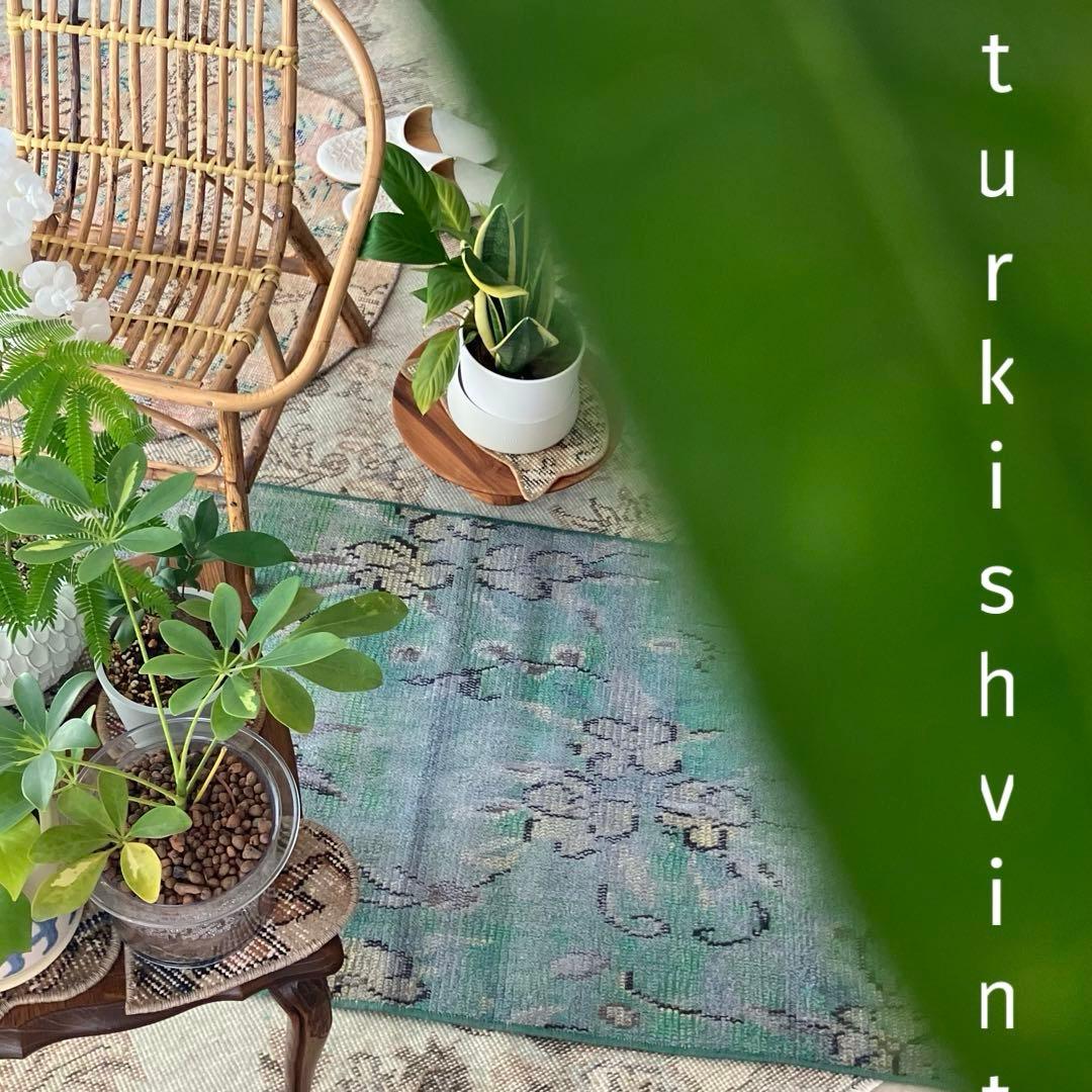 シャビーグリーン✳︎60×178✳︎大判フラワー ランナー トルコ