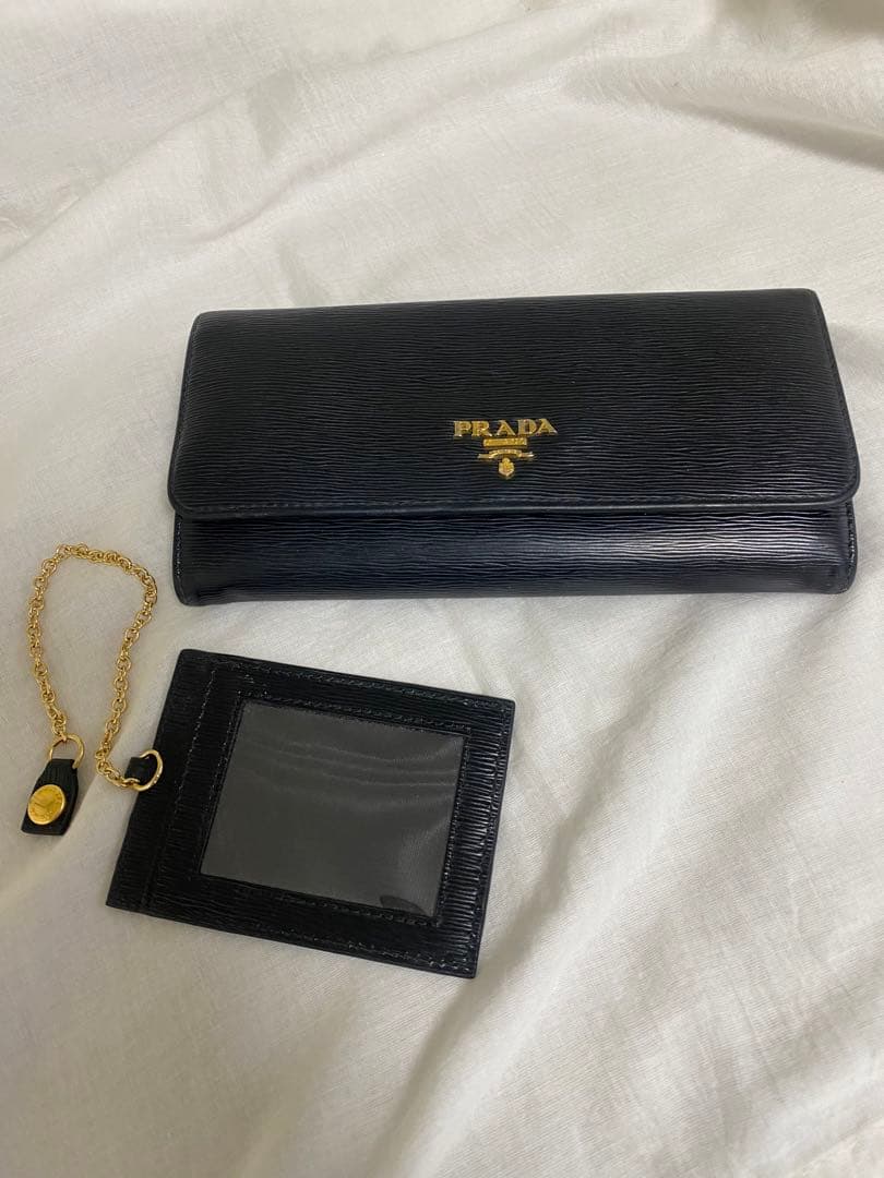 PRADA エピレザー ブラック 長財布 IDケース付き