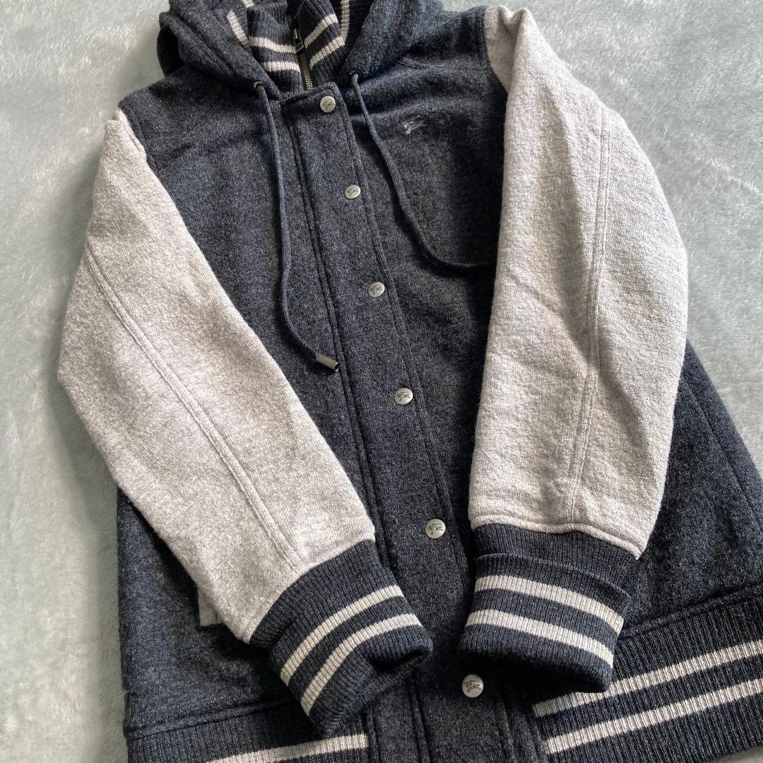 美品✨バーバリーブルーレーベル スタジャン ニット フード付 ノバチェック 38