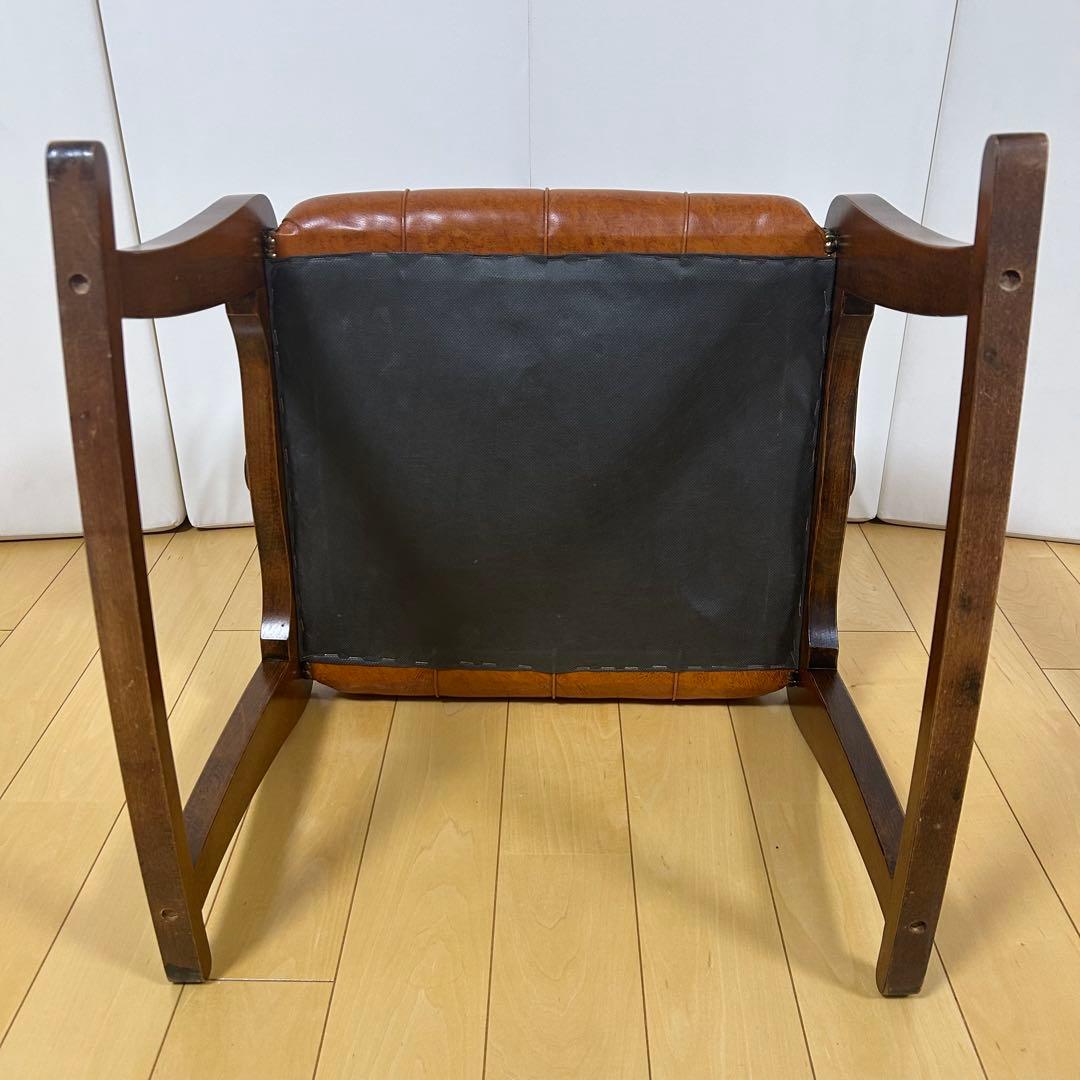 イタリア製　ロッキングチェア　希少オットマン　アンティーク　ブラウンレザー