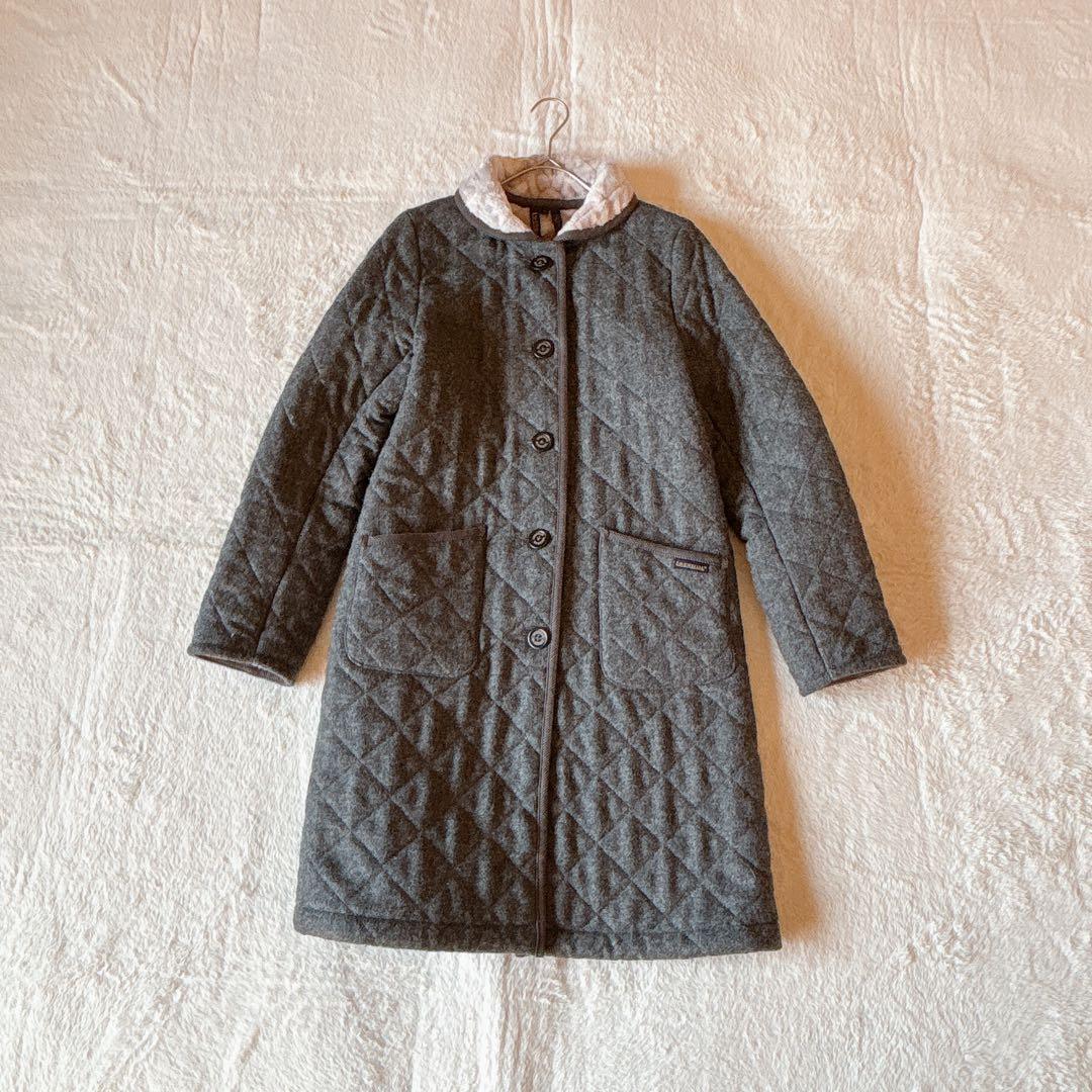 LAVENHAM ラベンハム ボアキルティングコート グレー 38