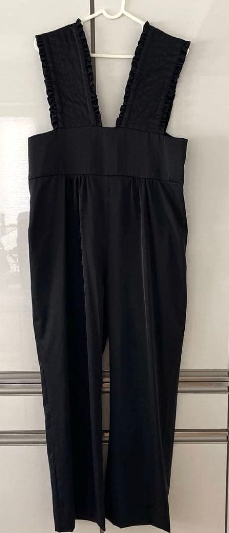 yori サテンフリルサロペット ブラック 36 ヨリ