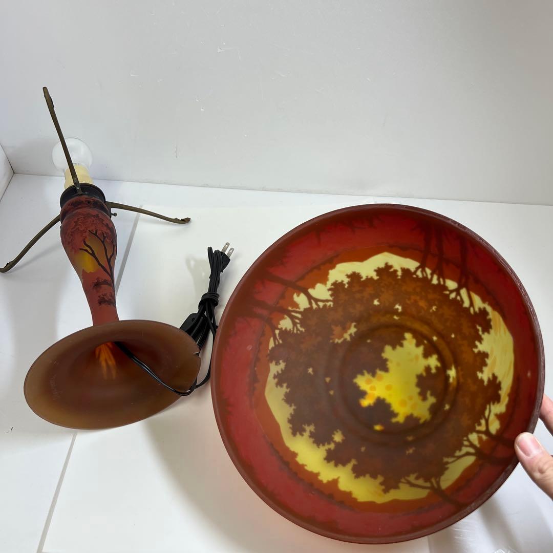 Ungureanu 湖水風景文　酸化腐食彫　大ランプ　高さ46㎝化粧共箱トヒルサ