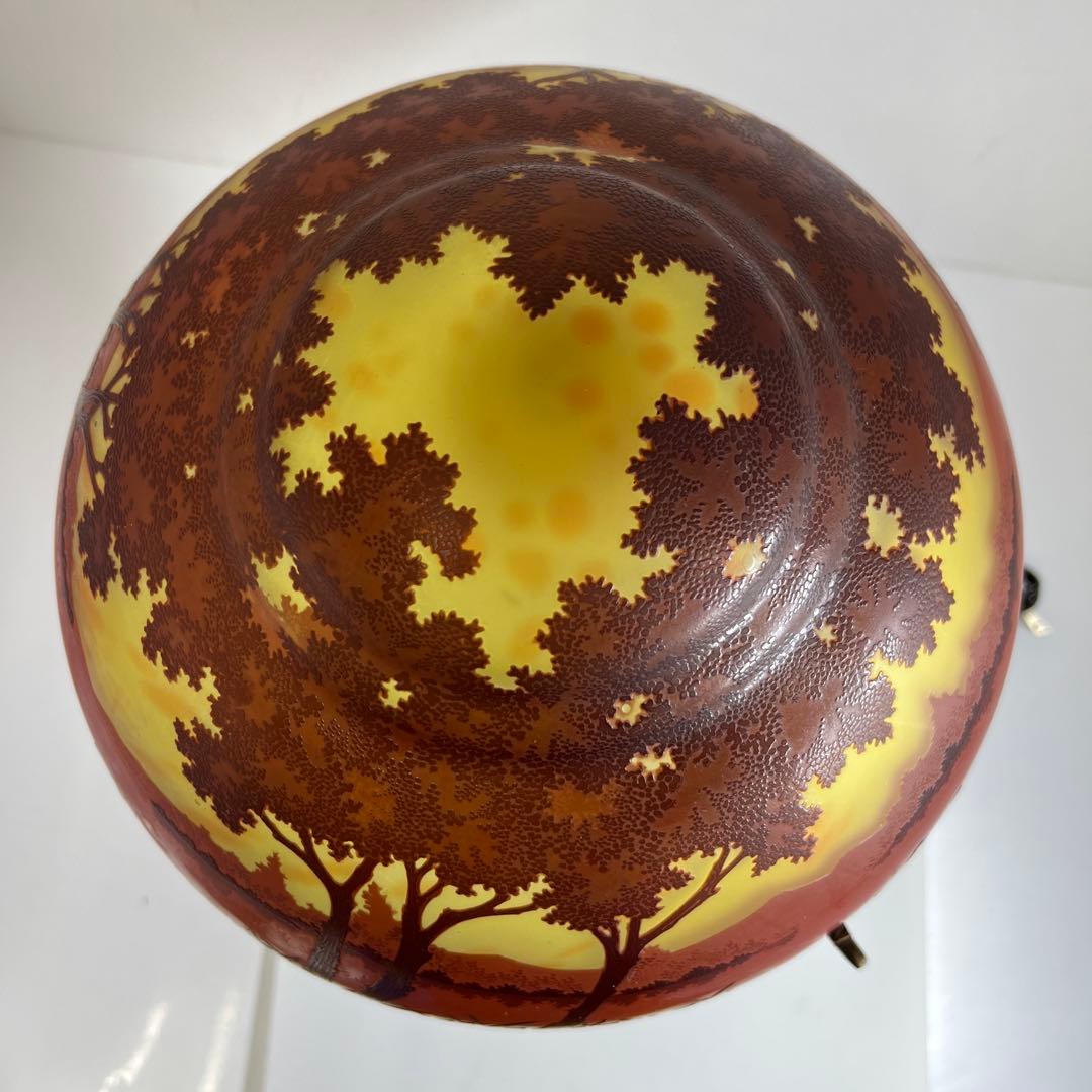 Ungureanu 湖水風景文　酸化腐食彫　大ランプ　高さ46㎝化粧共箱トヒルサ