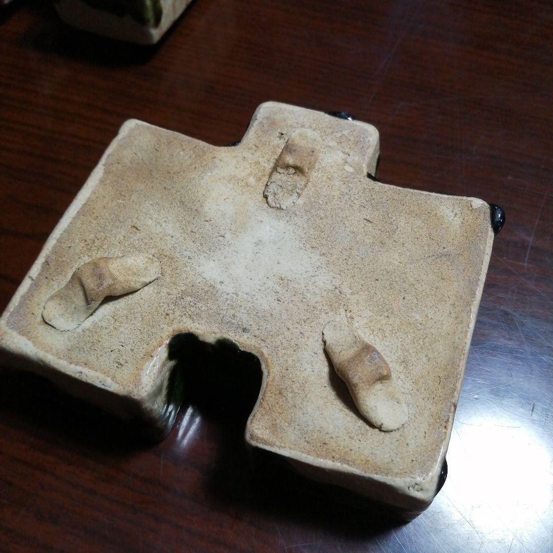 瀬戸焼　織部凸形向付　5客　13.3cm　幕末〜明治期