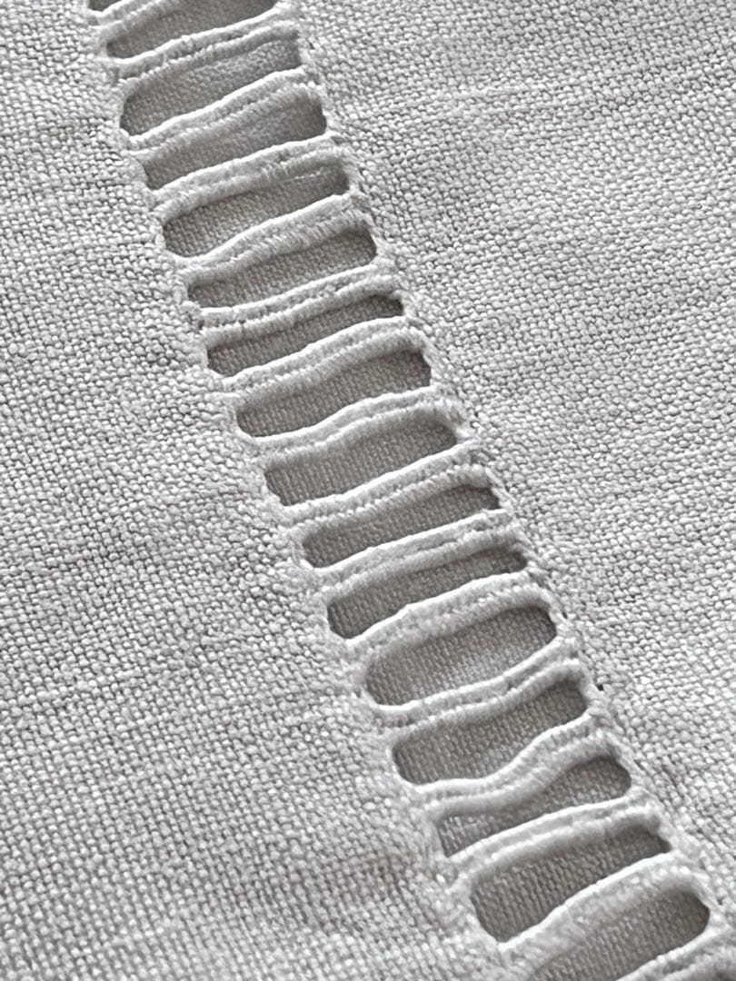 美品】フランスアンティーク BR手刺繍 ホワイトフリルカフェカーテン