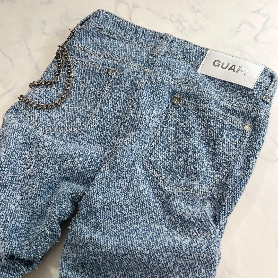 グアピ GUAPI スカイブルー スーパースタックデニム 新品 チェーン付