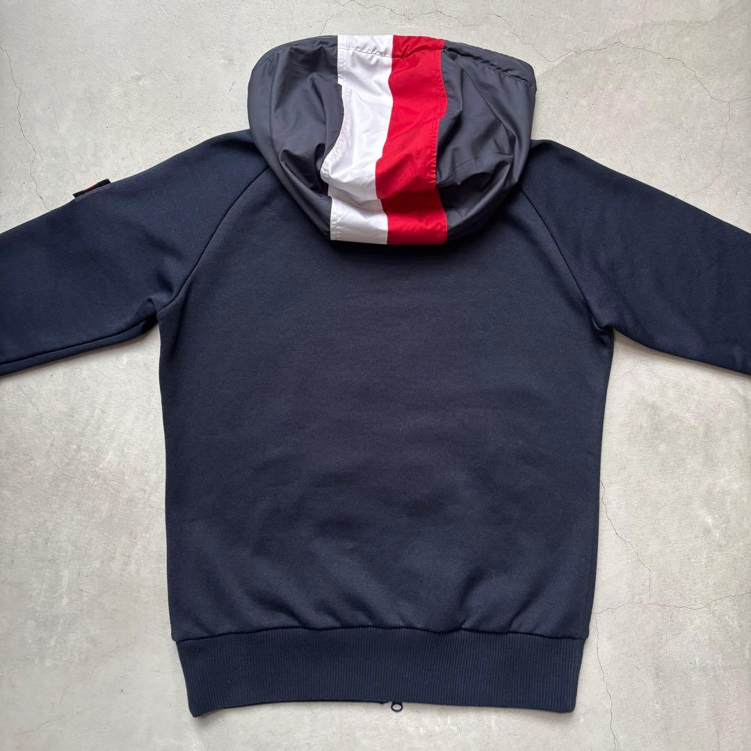 トミーヒルフィガーゴルフ ダブルジップ フード付き パーカー ロゴ S ネイビー