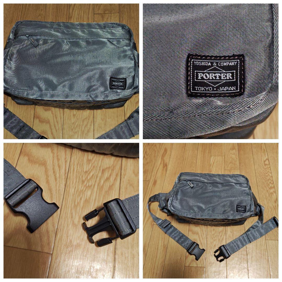 希少 廃盤 ポーター オーバーダイ ショルダーバッグ L シルバーグレー バック