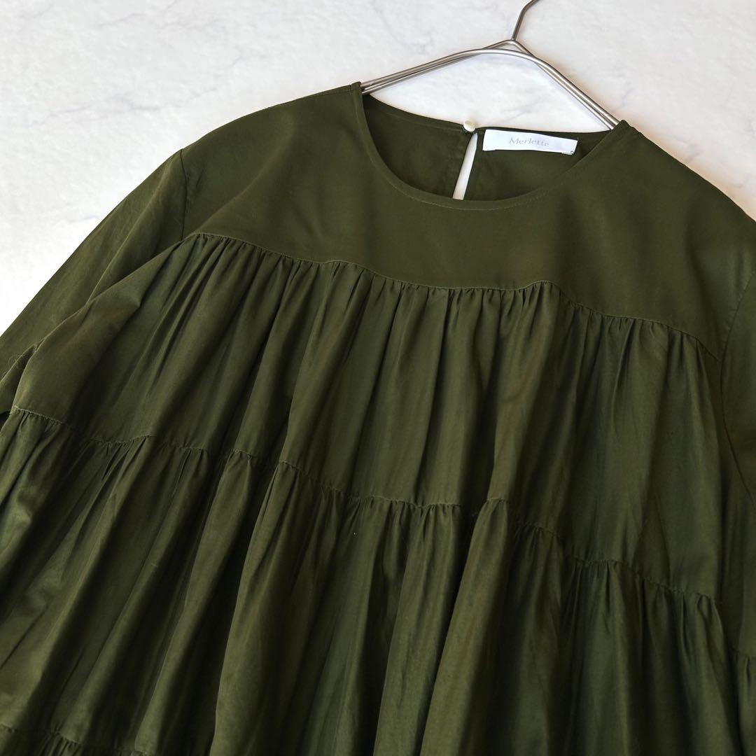 未使用級 Merletteマーレット ソリマン ティアードワンピース カーキ希少