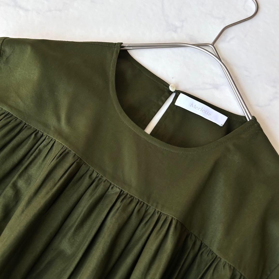 未使用級 Merletteマーレット ソリマン ティアードワンピース カーキ希少