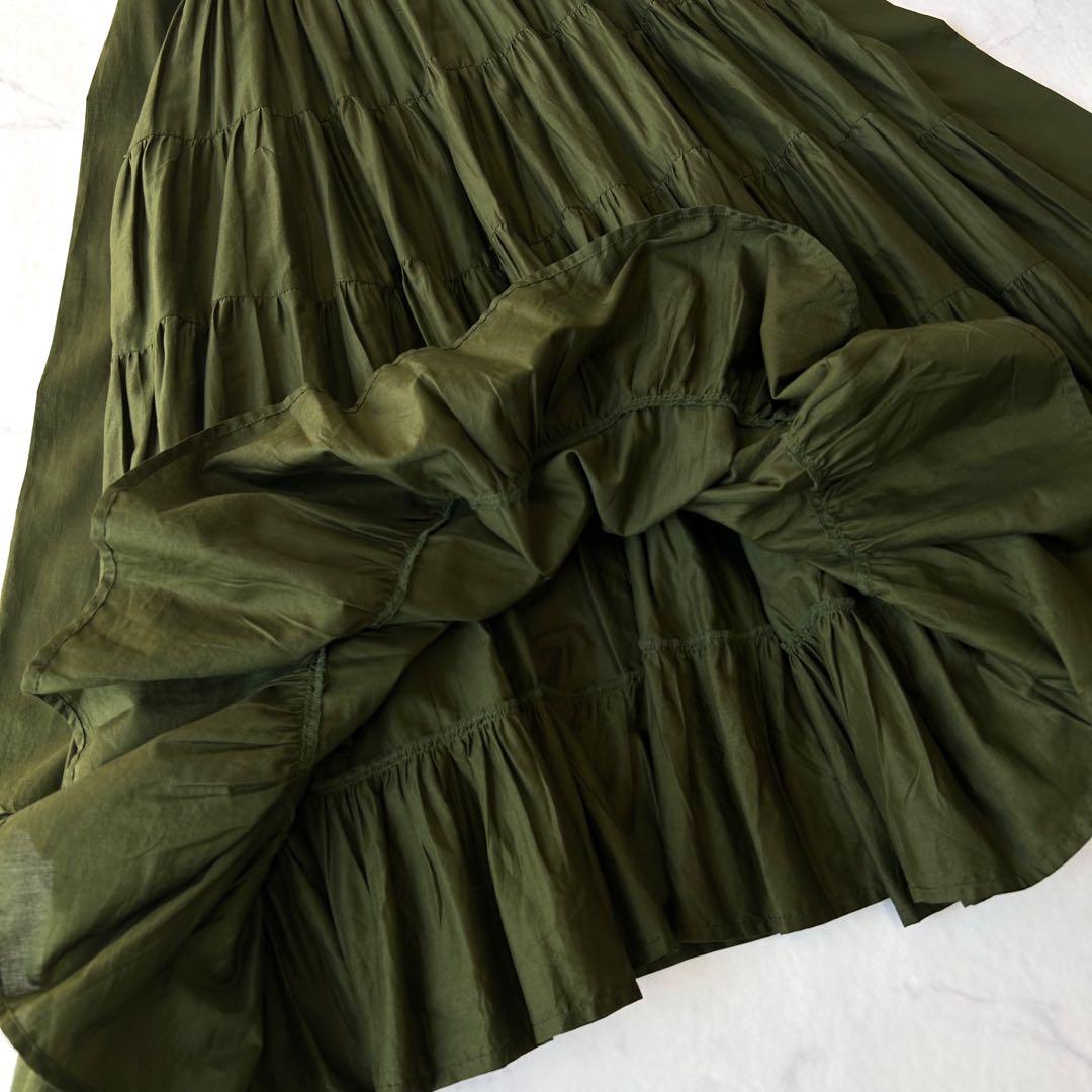 未使用級 Merletteマーレット ソリマン ティアードワンピース カーキ希少