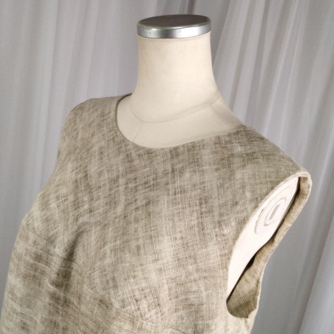 【美品】ヨシエイナバ　40 茶系　リネン100%　スーツ
