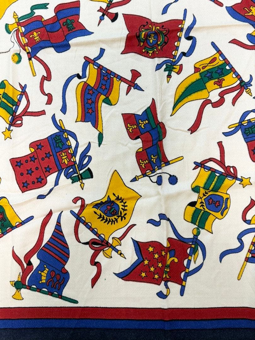 マニプリ/フラッグプリント　ウールシルク120cmストール新品　混率なし