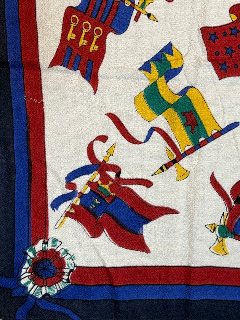 マニプリ/フラッグプリント　ウールシルク120cmストール新品　混率なし