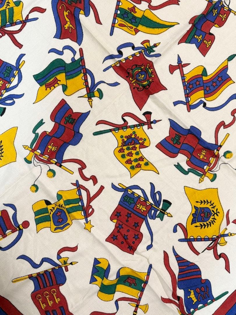 マニプリ/フラッグプリント　ウールシルク120cmストール新品　混率なし