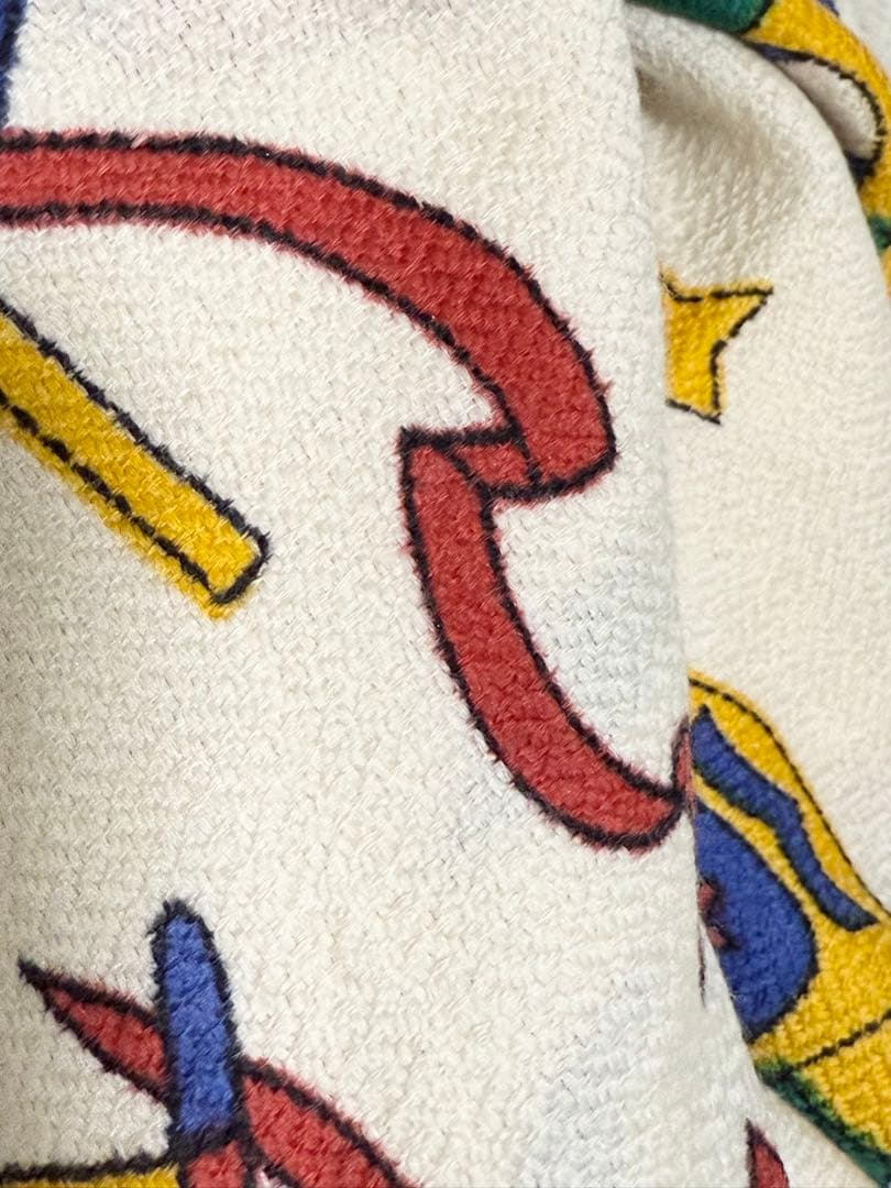 マニプリ/フラッグプリント　ウールシルク120cmストール新品　混率なし