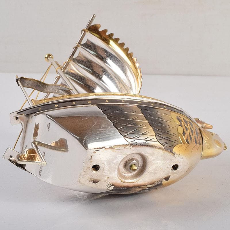 関武比古造 銀製 STERLING980 宝船 大阪尚美堂木箱 F R9406H