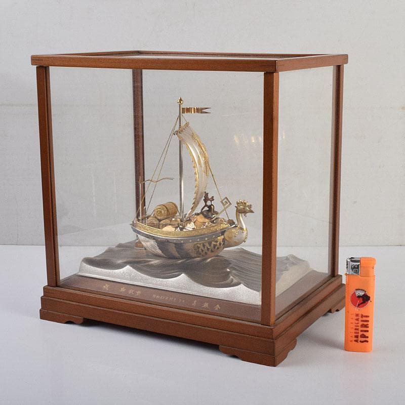 関武比古造 銀製 STERLING980 宝船 大阪尚美堂木箱 F R9406H