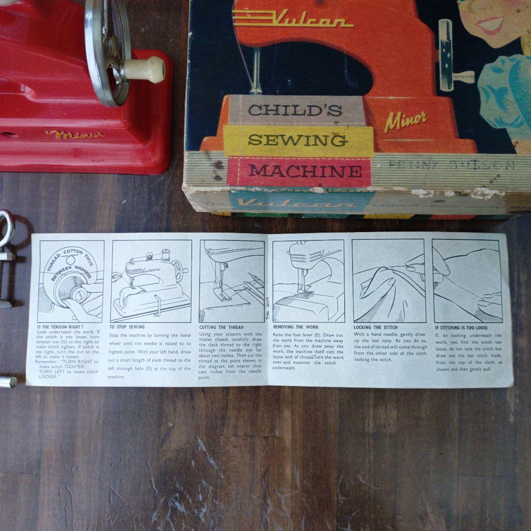 最終値下げ アンティーク 英国製 トイミシン 赤 バルカン 付属品完備