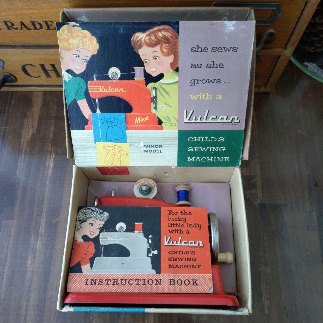 最終値下げ アンティーク 英国製 トイミシン 赤 バルカン 付属品完備