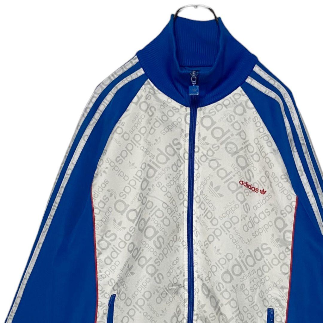 00s USA古着 アディダス トラックジャケット 青✕白 L ジャージ y2k