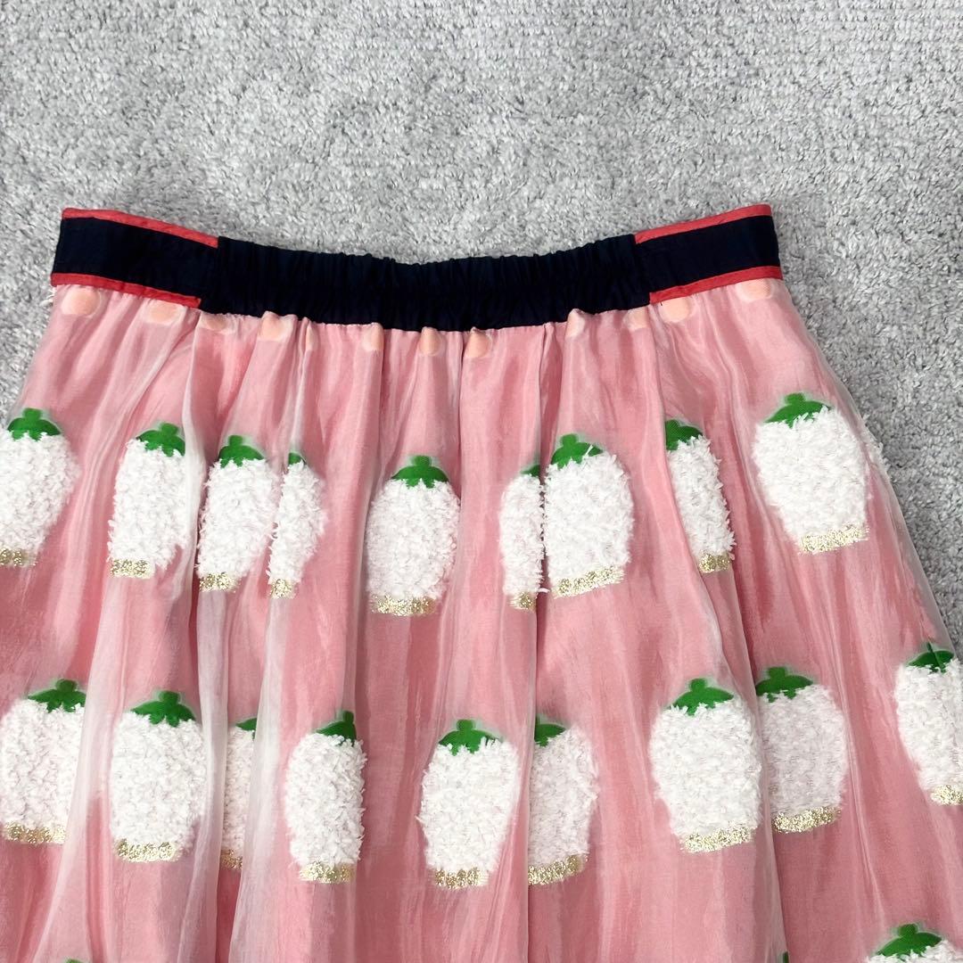 フランシュリッペ　ぽこぽこスズランスカート　刺繍　フレア　ウエストゴム　3L