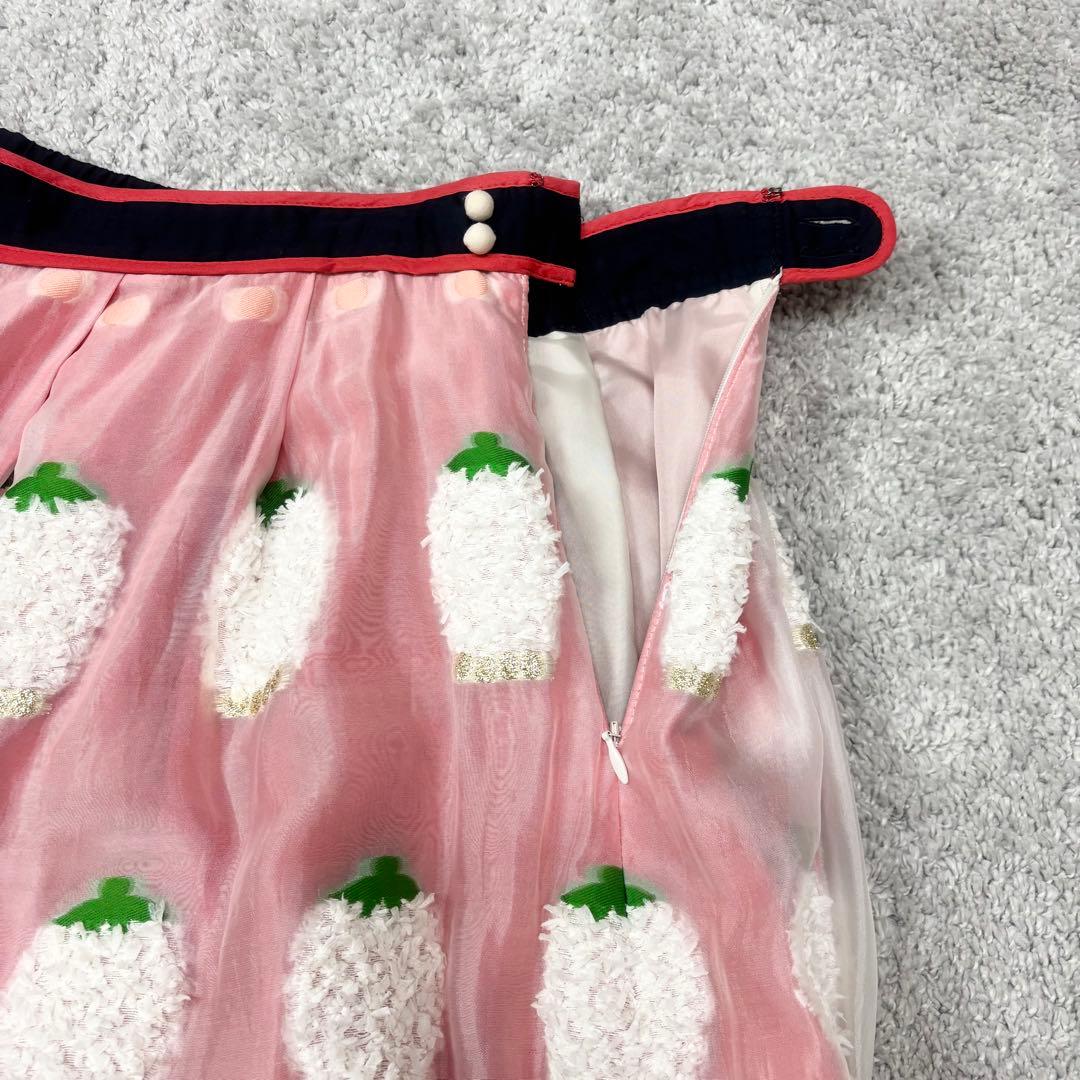 フランシュリッペ　ぽこぽこスズランスカート　刺繍　フレア　ウエストゴム　3L