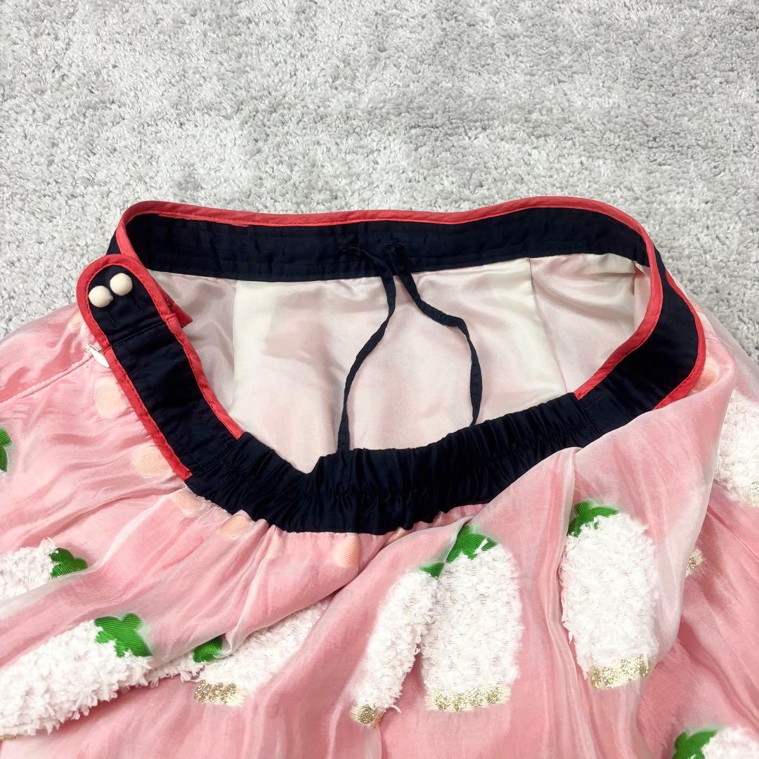 フランシュリッペ　ぽこぽこスズランスカート　刺繍　フレア　ウエストゴム　3L