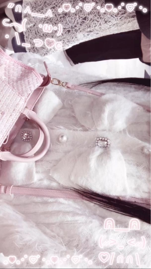 ♡LIZLISA ダブルリボンニットファーポンチョ 冬 白 ほわいと 量産♡