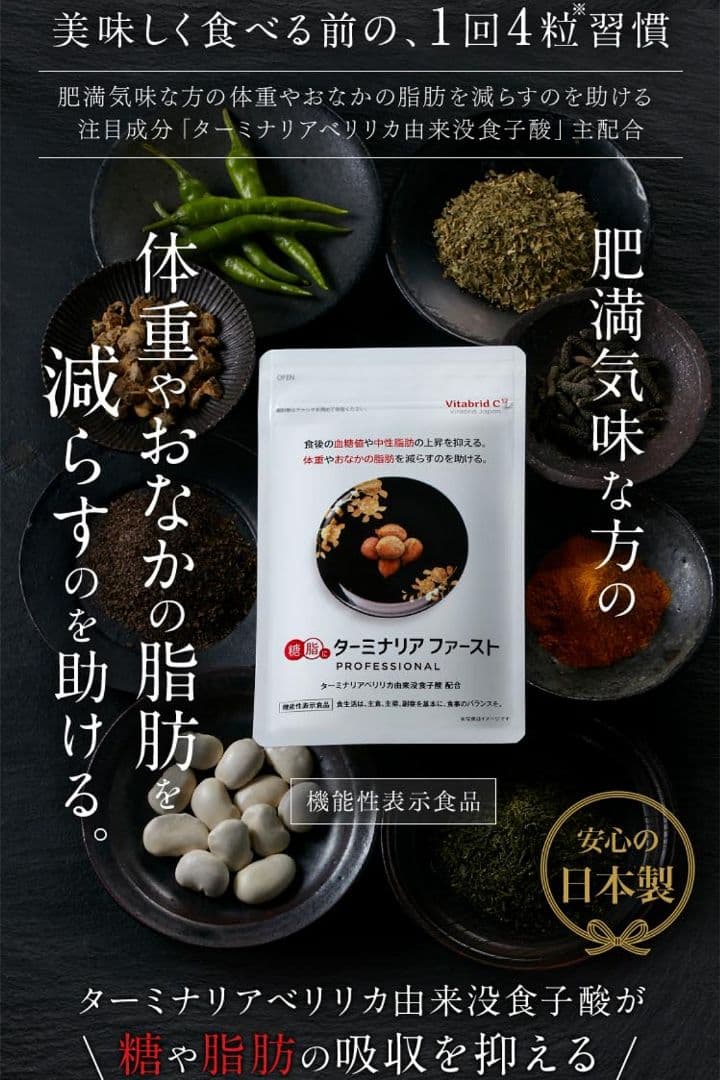 ビタブリッドジャパン ターミナリアファースト 120粒 3袋 ケース付新品未開封