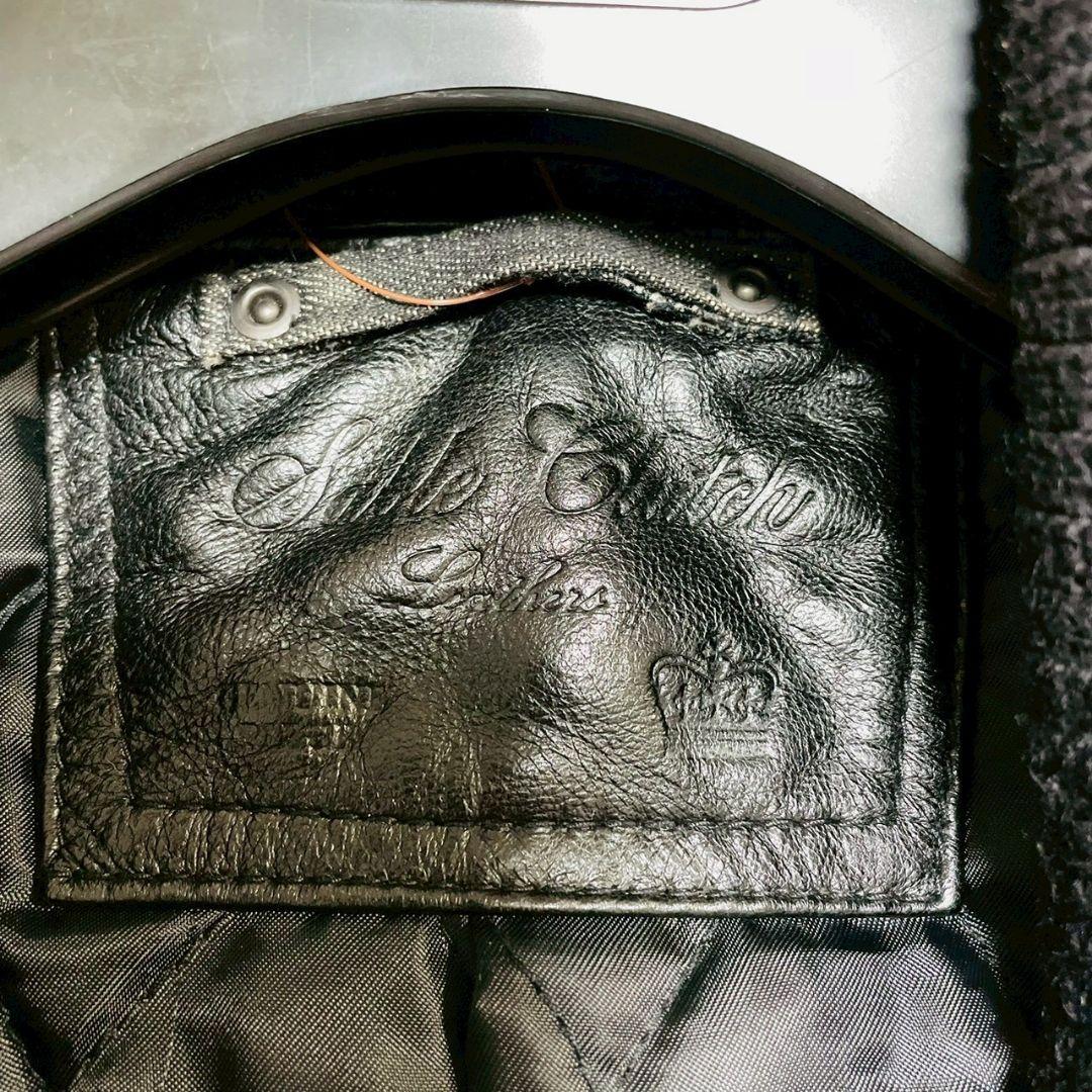 美品 Thinsulate スタジャン 袖切替 Sサイズ ラムレザー ブラック