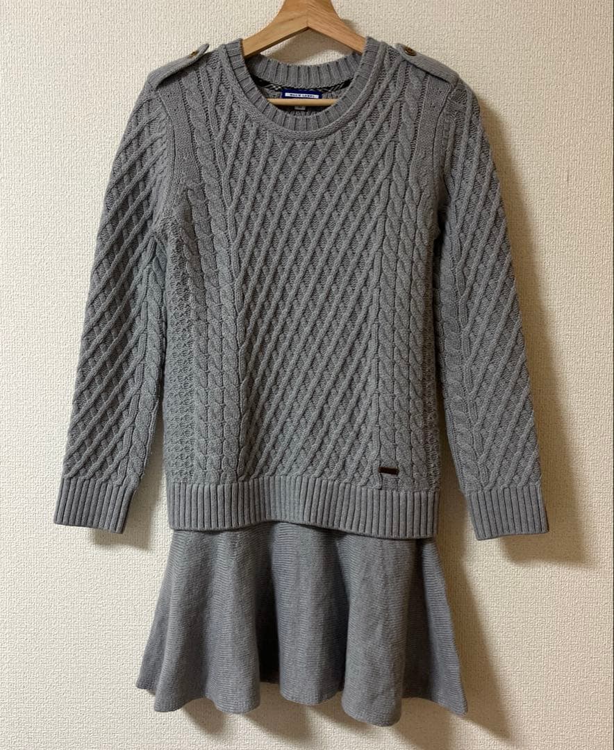 BURBERRY ブルーレーベル ケーブルニットワンピース 38 グレー - メルカリ