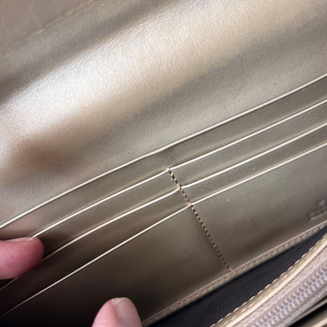 GUCCI✨シマ　長財布　レアカラー　ゴールド　長財布　インターロッキング金具