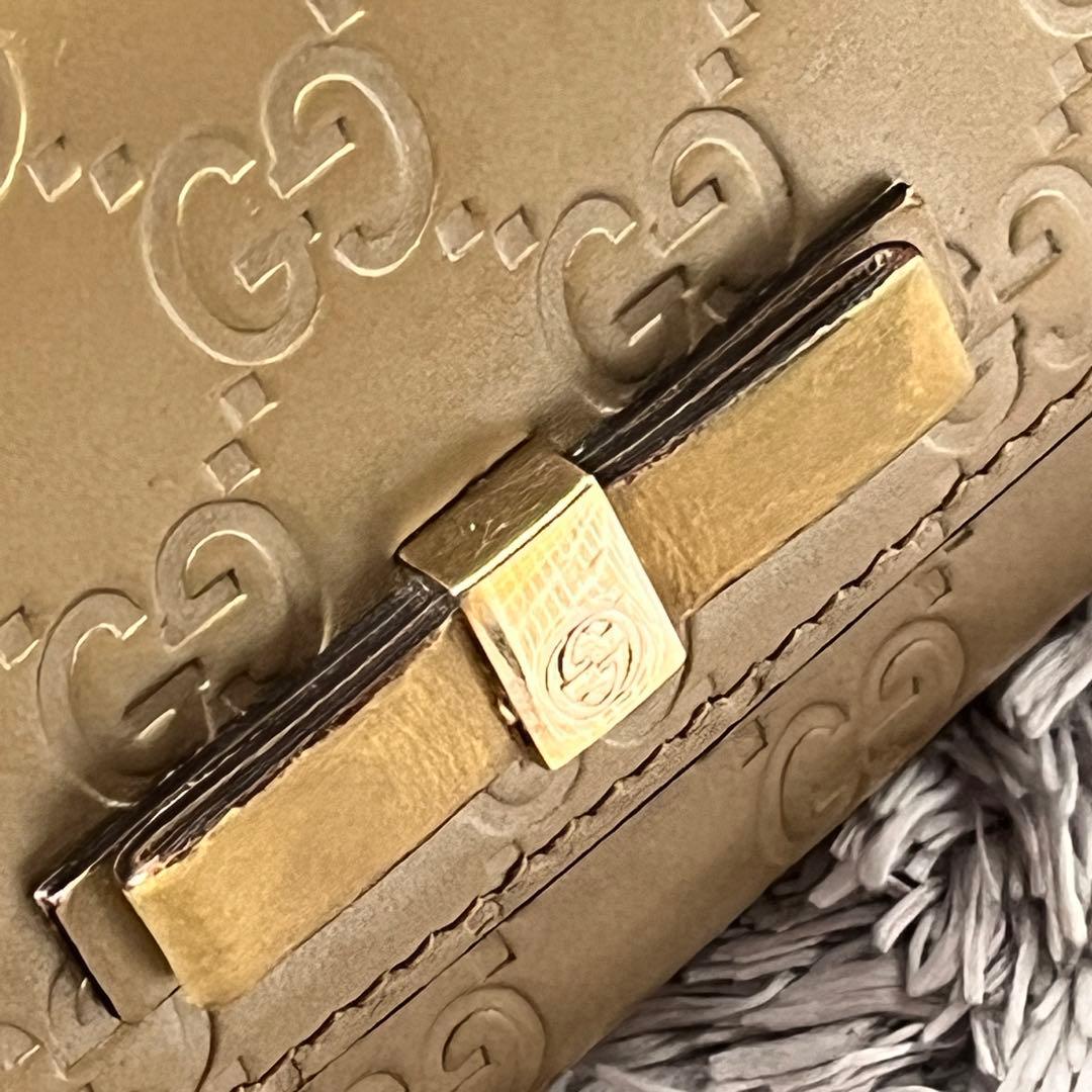 GUCCI✨シマ　長財布　レアカラー　ゴールド　長財布　インターロッキング金具