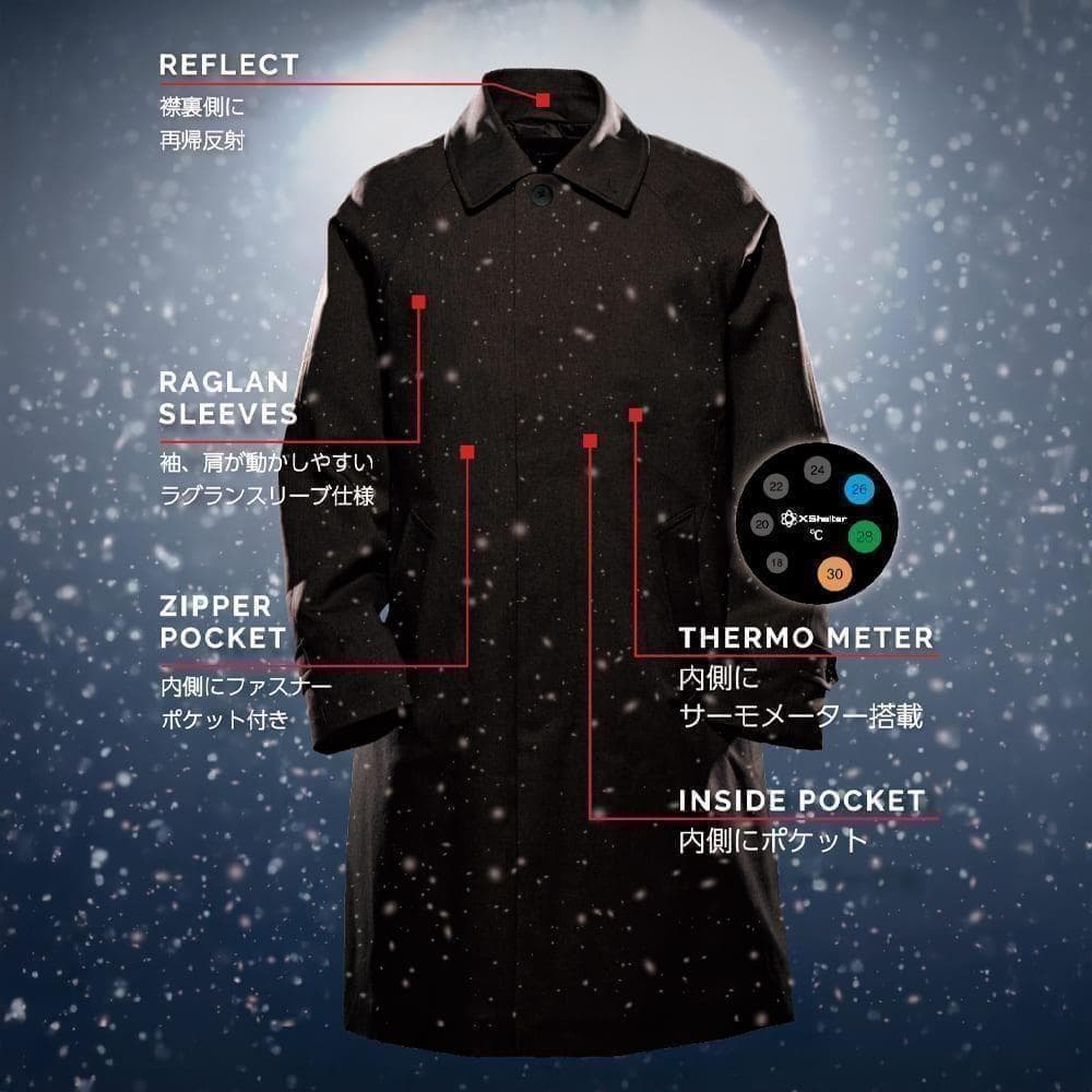 ワークマン エックスシェルター 断熱β ステンカラーコート M ブラック