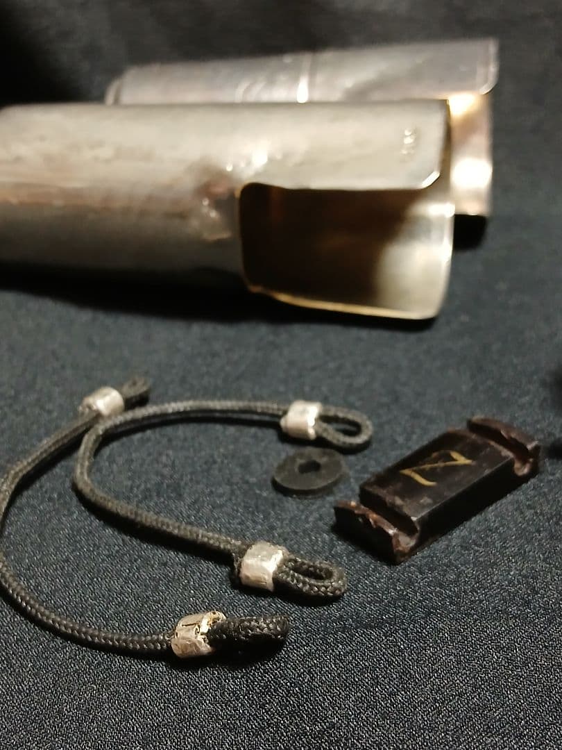 テナーサックス用 リガチャー Zac 総銀、エボニー/アルトサックス用紐付