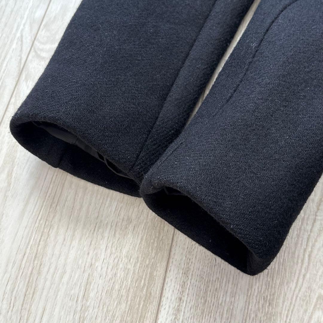 【美品】AKM メルトン スタンドカラー ウエストロープコート ブラック M