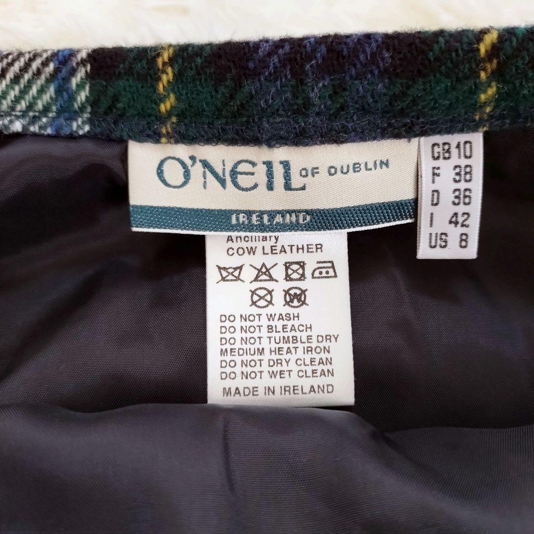 オニールオブダブリン 巻きスカート プリーツキルト グリーン チェック