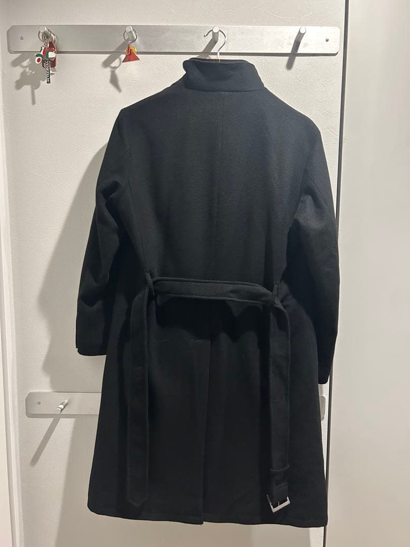 【極美品】 . 黒 . チェスターコート . ウール . ベルト付