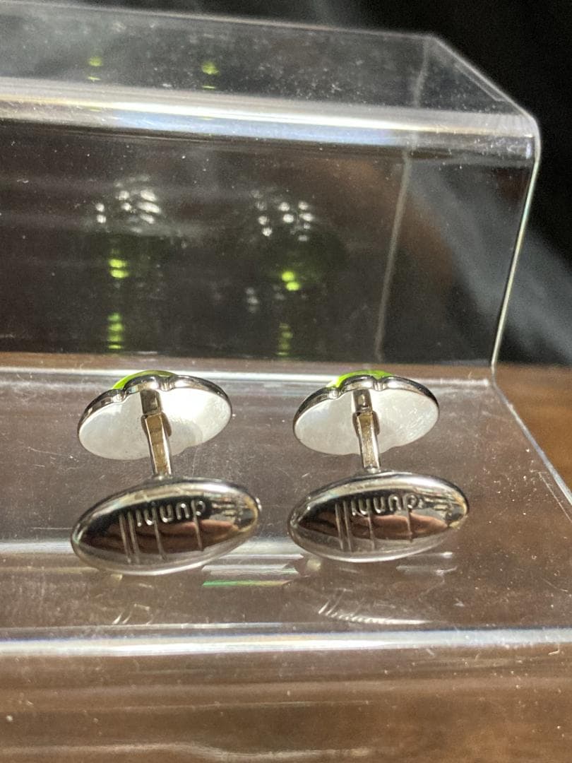 ダンヒル グリーン ペリドット ストーン ドーム カフス タイピン セット