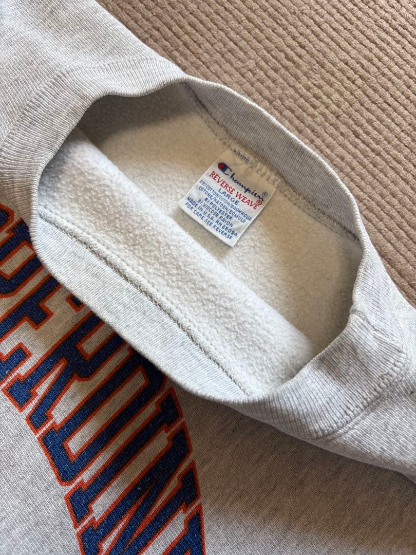 【希少！染み込み3段】￼ 90s リバースウィーブ 刺繍タグ カレッジ L