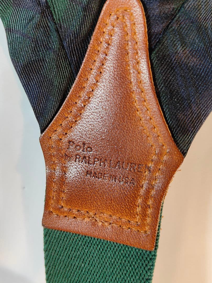 【Vintage】【希少品】USA製　PRL　高級本革サスペンダー　牛革/正規品