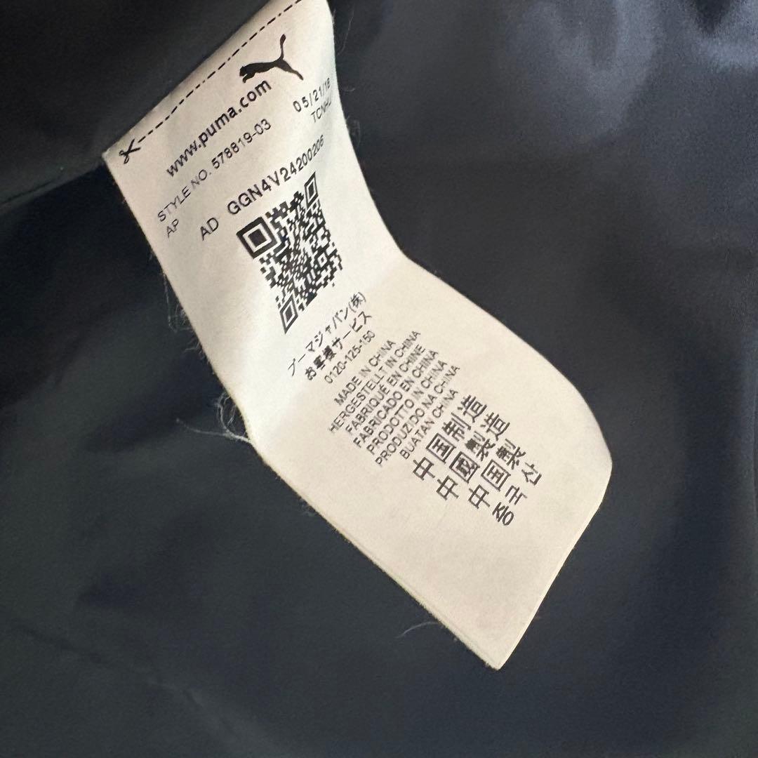 プーマ　ダウン90% ロングベンチコート　2重襟 黒　ゴールド