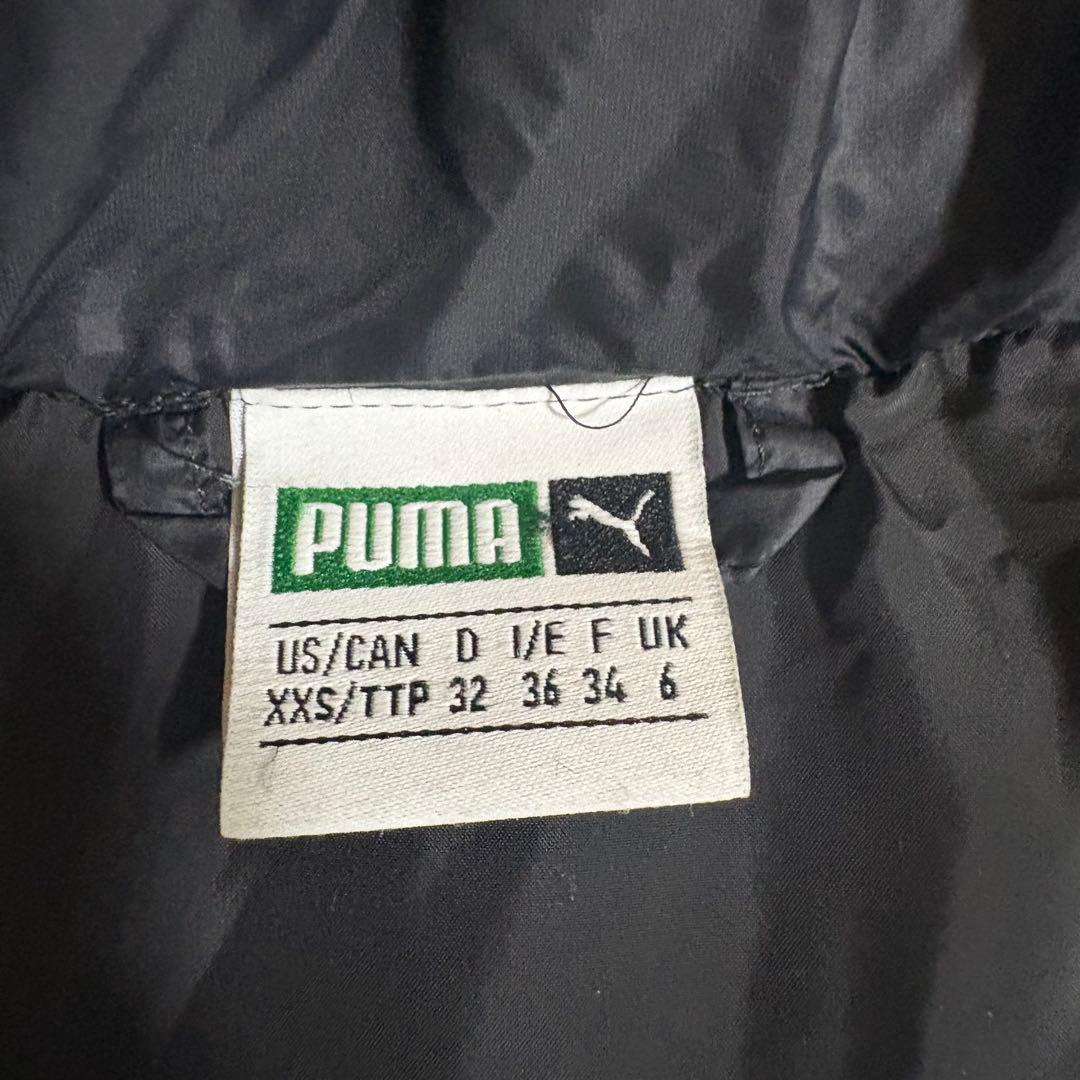 プーマ　ダウン90% ロングベンチコート　2重襟 黒　ゴールド